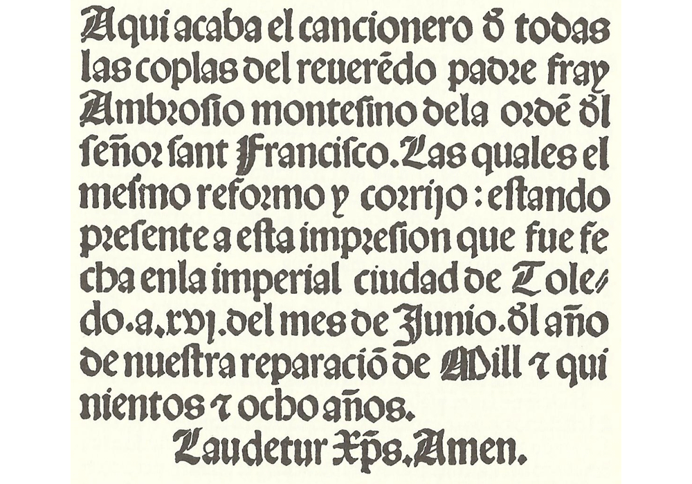 Cancionero-Montesino-Sucesor Hahembach-Incunables Libros Antiguos-libro facsimil-Vicent Garcia Editores-7 Colofon.